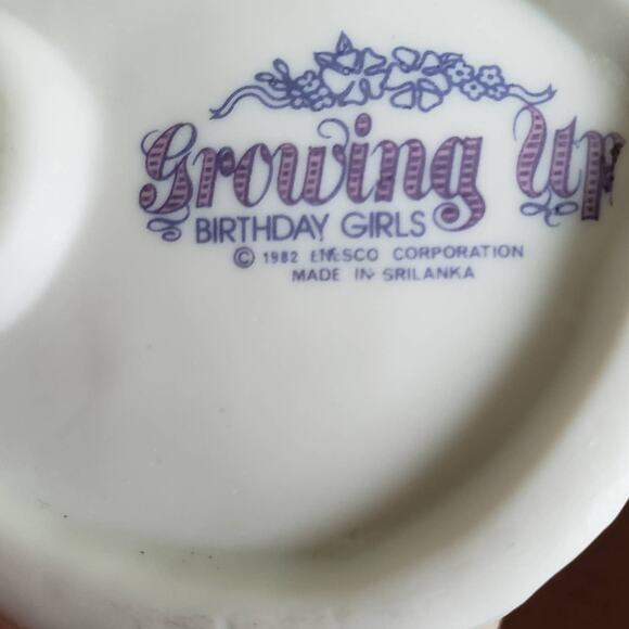 2 For $5 Sale Vintage Enesco Growing Up Birthday Girls Brunette Age 8 1982 - Picture 6 of 6